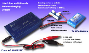 3s lipo and LiFe cells balancing charge system